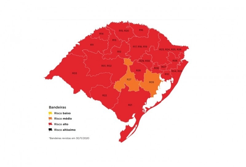 Mapa definitivo do distanciamento controlado mantém Vale do Sinos na bandeira vermelha