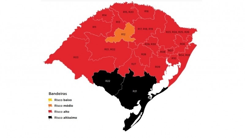 Região do Sinos segue na bandeira vermelha, e RS tem bandeira preta pela primeira vez