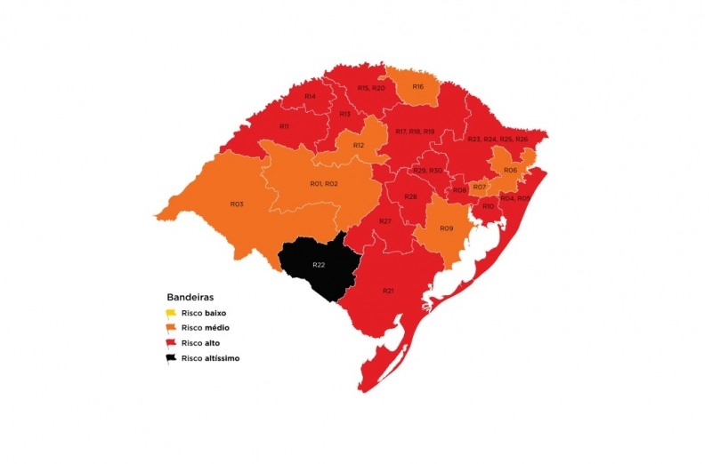 Sinos e Paranhana permanecem em bandeira laranja; litoral está em classificação vermelha