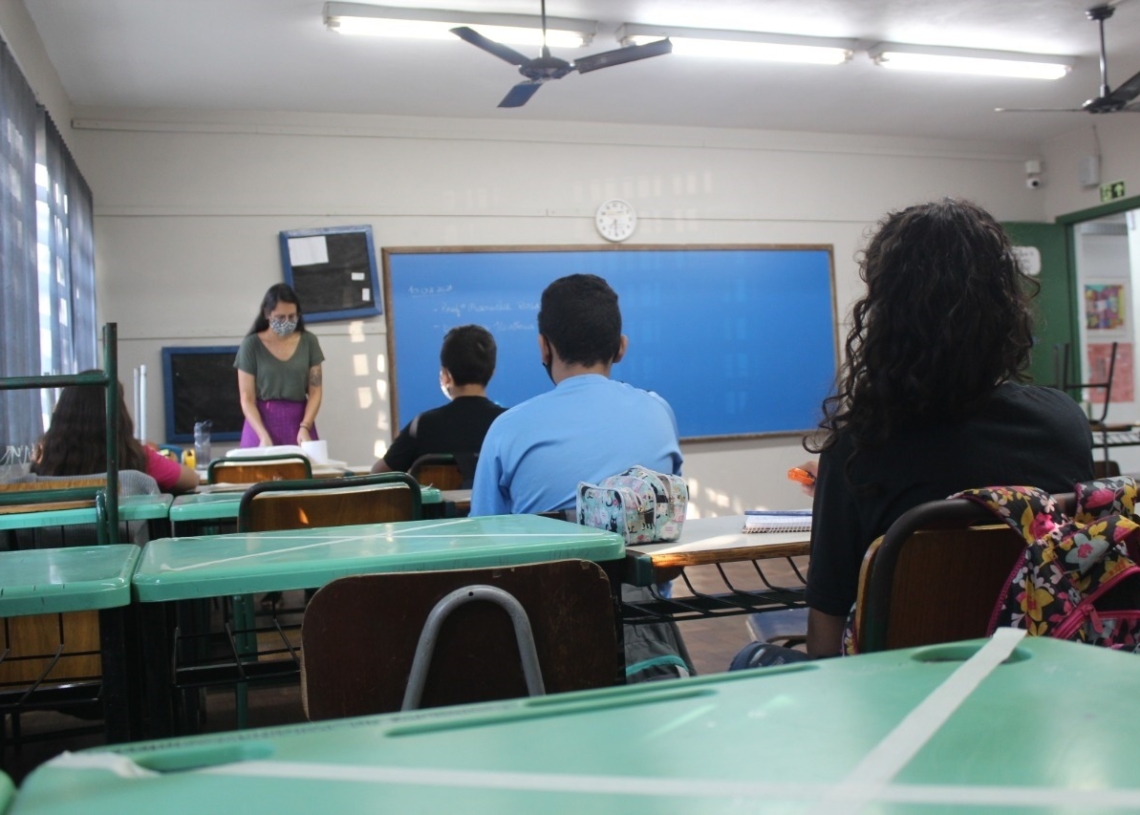 Com distanciamento e uso de máscara, iniciam as aulas em Sapiranga (Foto: Melissa Costa)