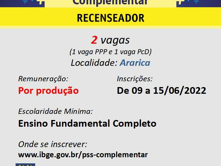 IBGE lança processo seletivo com 179 vagas na região