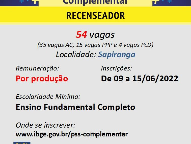 IBGE lança processo seletivo com 179 vagas na região