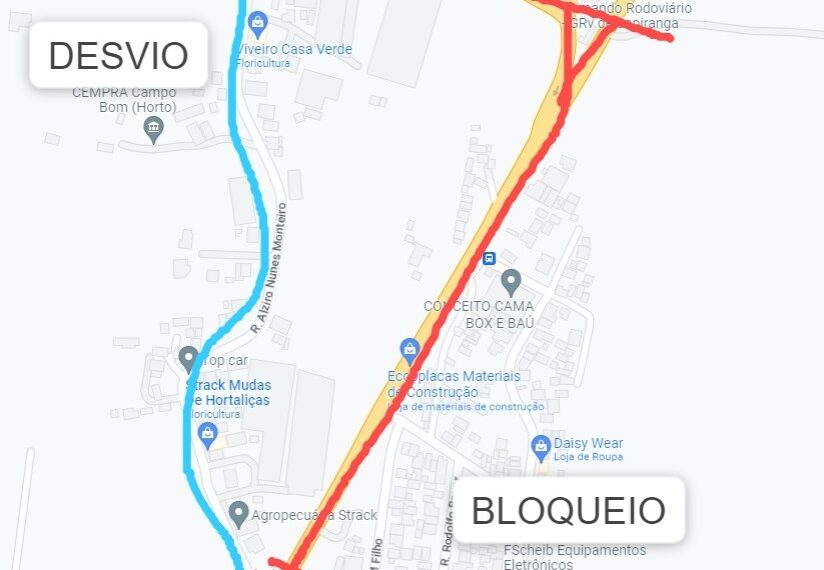 Trecho da Avenida dos Municípios bloqueado por tempo indeterminado em Campo Bom
