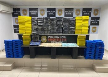 Em apreensão histórica, agentes apreenderam 300 kg de drogas, sendo quase 100kg somente de crack 
Foto: Polícia Civil