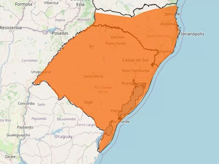 Inmet emite alerta laranja de tempestade para o RS