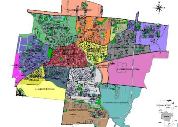 Mapa dos bairros de Sapiranga; são 18 microrregiões que compõem a geografia do município